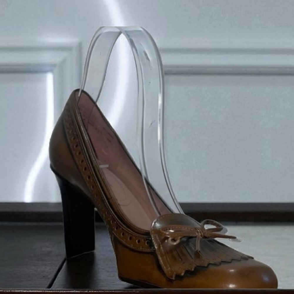 Brown Leather Tassel Loafer Pump - Women's Dress Heels
